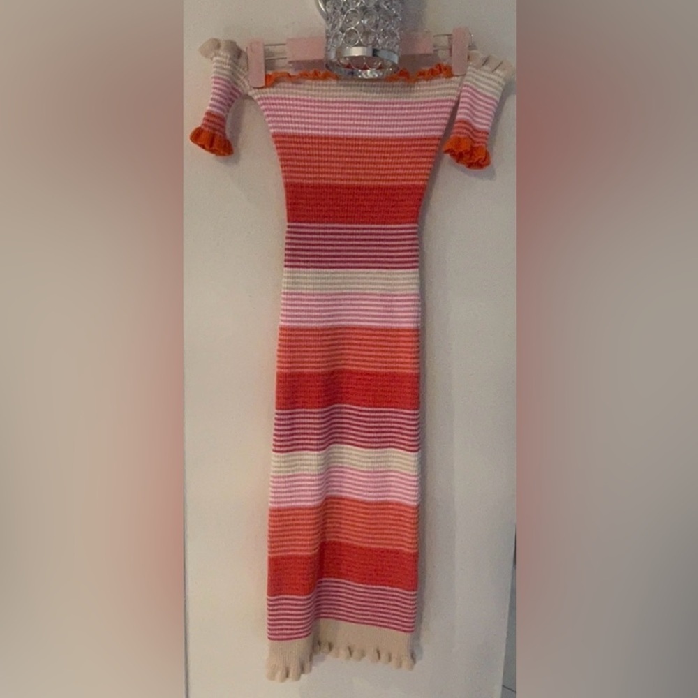 VICI Paityn Cotton Blend Striped Off The
Shoulder Midi dress size XS - Picture 2 of 9